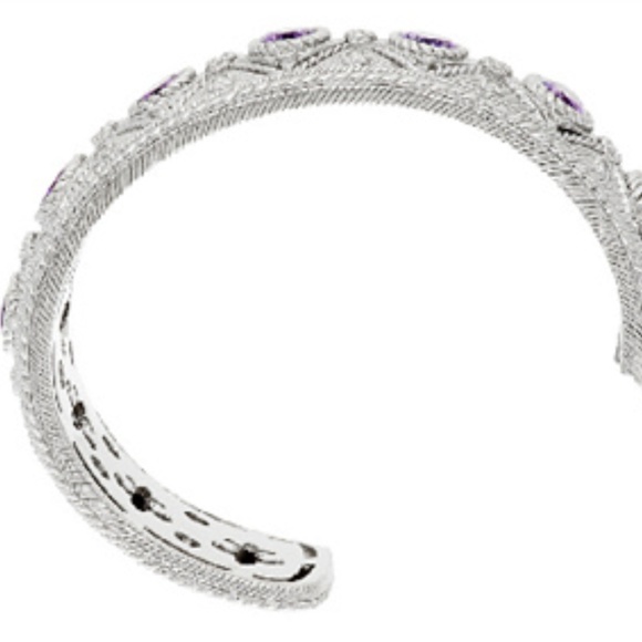 Judith Ripka Sterling Bezel Set Amethyst Cuff Box - Picture 4 of 8